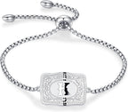 2 Pcs Gold Silver Initial Necklace Bracelet Set for Women, 18K Gold Plated Belt Buckle Initial A-Z Necklace Bracelet Set, Unique Western Style Jewelry Gifts for Women