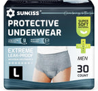 SUNKISS Super Soft Incontinence Underwear for Men, Daytime Disposable Adult Pull Ups, Mens Protective Diapers with Maximum Absorbency, Large, Grey, 30 Count