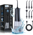MOCEL Water Dental Flosser OLED Display Cordless Teeth Cleaning MOCEL 5 Modes Oral Irrigator 300ML Portable and USB C Rechargeable IPX7 Waterproof Floss Teeth Pick (Black)