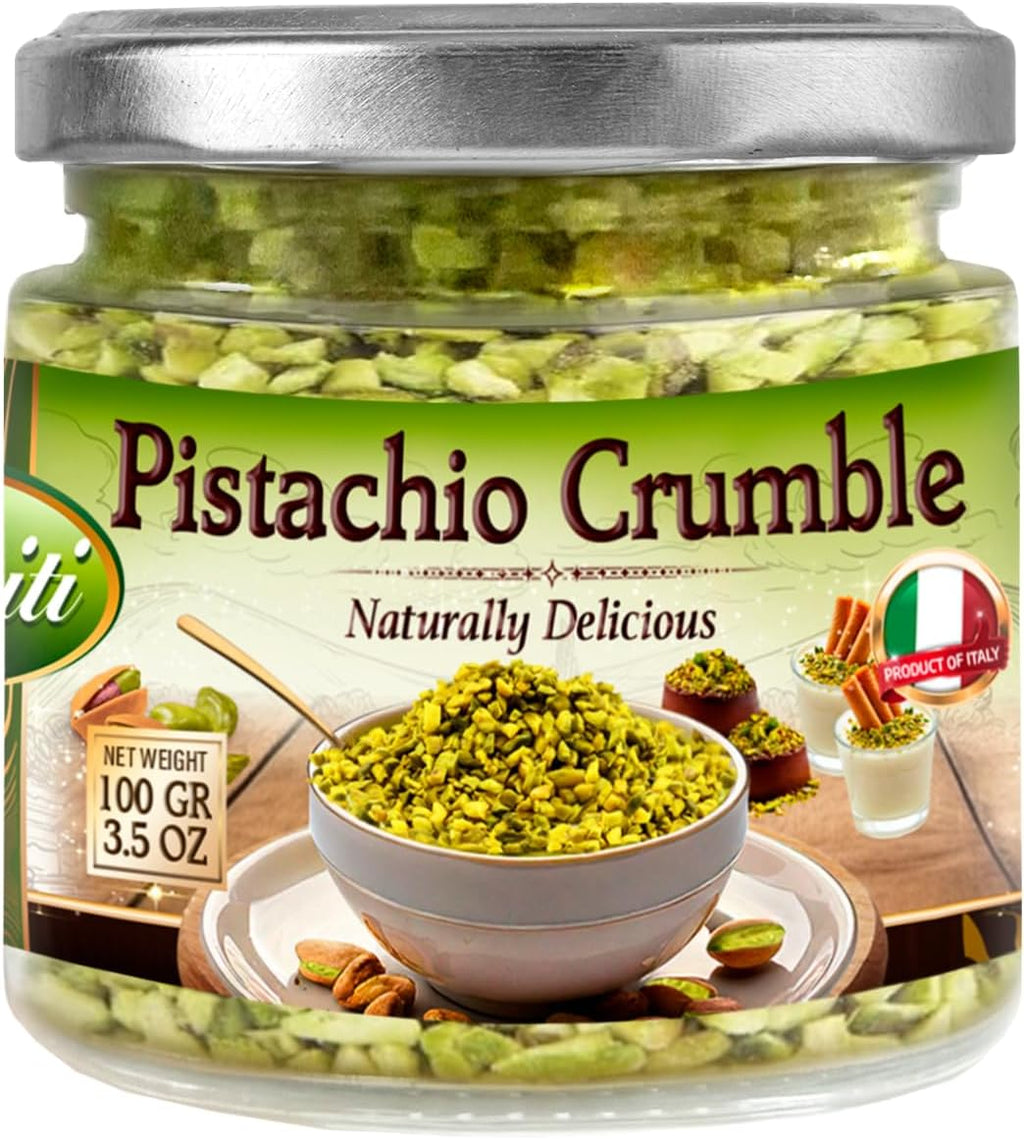 Sanniti Pistachio Crumble, 3.5 oz – Finely Crushed Italian Pistachios | Product of Italy