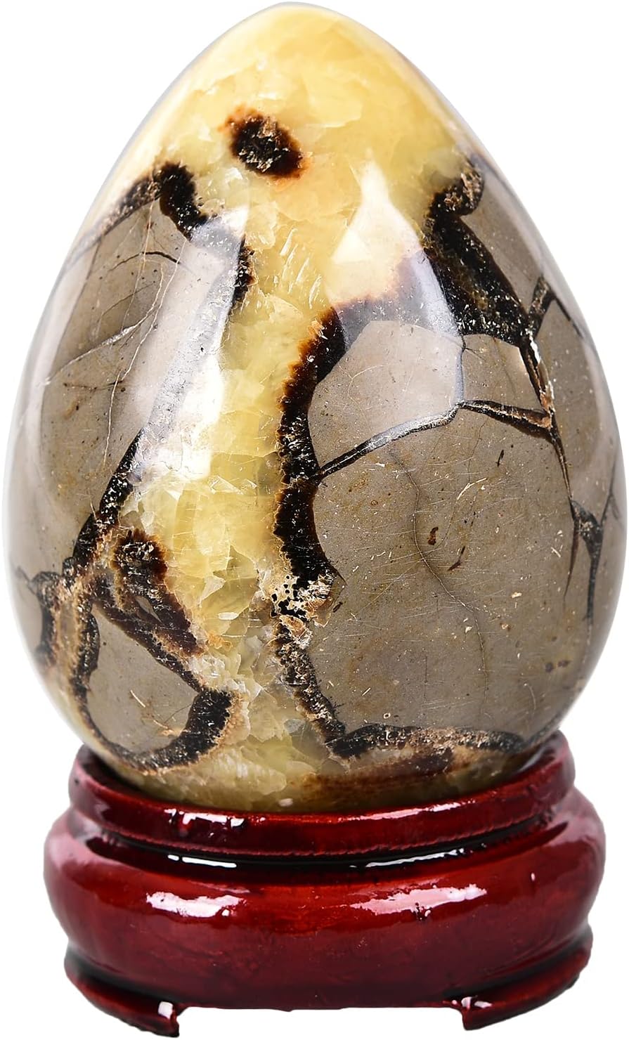 AMOYSTONE Natural Septarian Dragon Egg for Home Decor Ornamet Specimen Large Single 3-3.5", for Table Decor, Crystal Healer Grid Stone Witchcraft