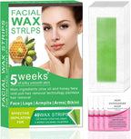 Facial Wax Strips for Women – 98% Natural, Hypoallergenic Formula for Sensitive Skin – Quick & Gentle Hair Removal for Upper Lip, Eyebrows, Chin, Bikini Line & Legs 40Pcs