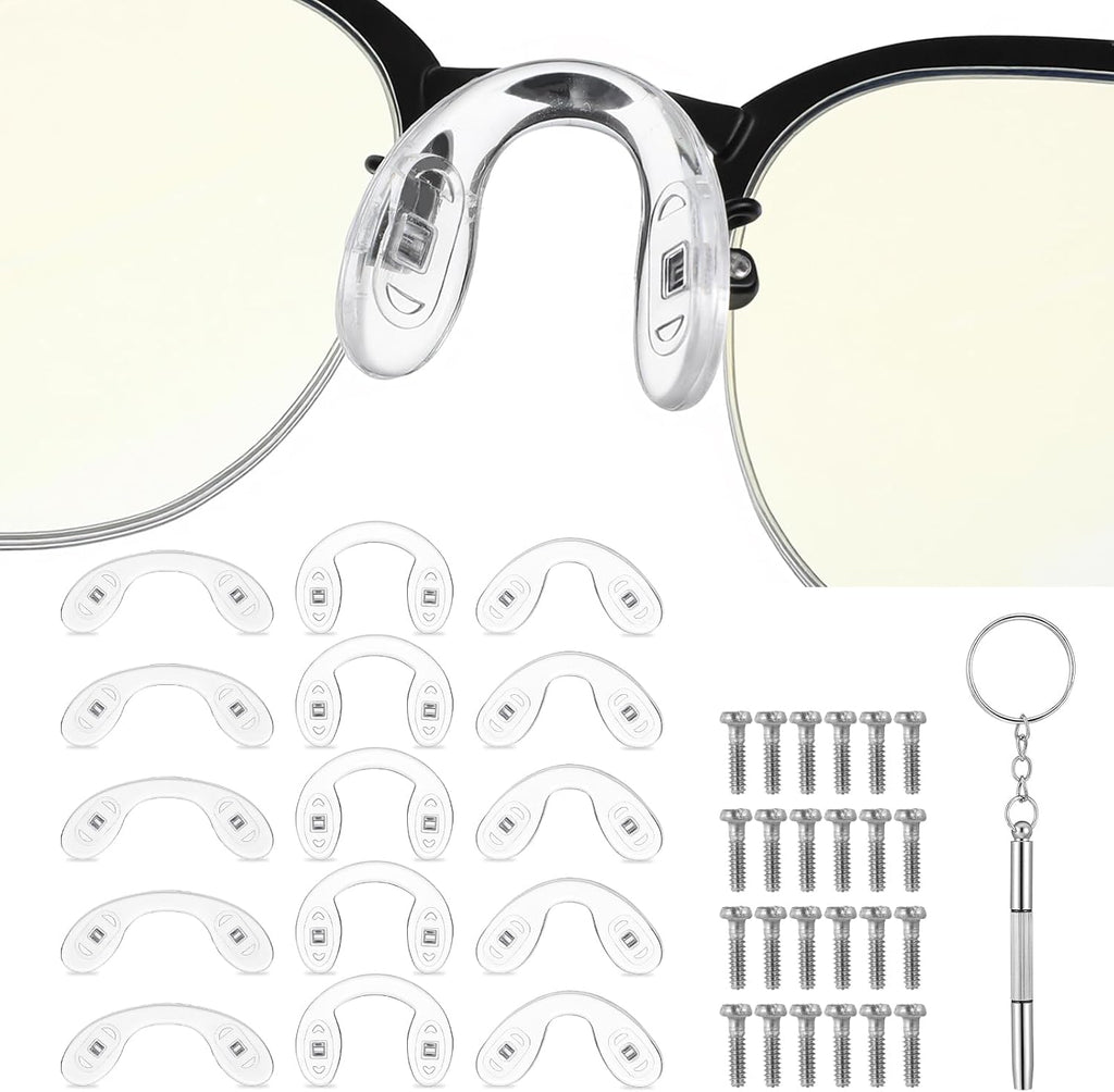 15 Pcs Eyeglasses Nose Pads, Saddle Bridge Nose Pads Soft Silicone Screw-in Eyeglass Nose-Piece for Eye Glasses Sunglass Eyewear Repair