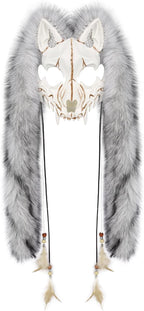 Holiberty Animal Head Wolf Mask Furry Viking Headpiece Warrior Werewolf Halloween Cosplay Costume Skull Bone Fox Ear Mask