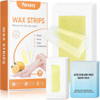 100 PCS Wax Strips for Hair Removal: 40 Facial & 60 Body Hair Removal Waxing Kit with Calming Oil Wipes - For Face, Eyebrow, Body, Arms, Legs, Bikini Area