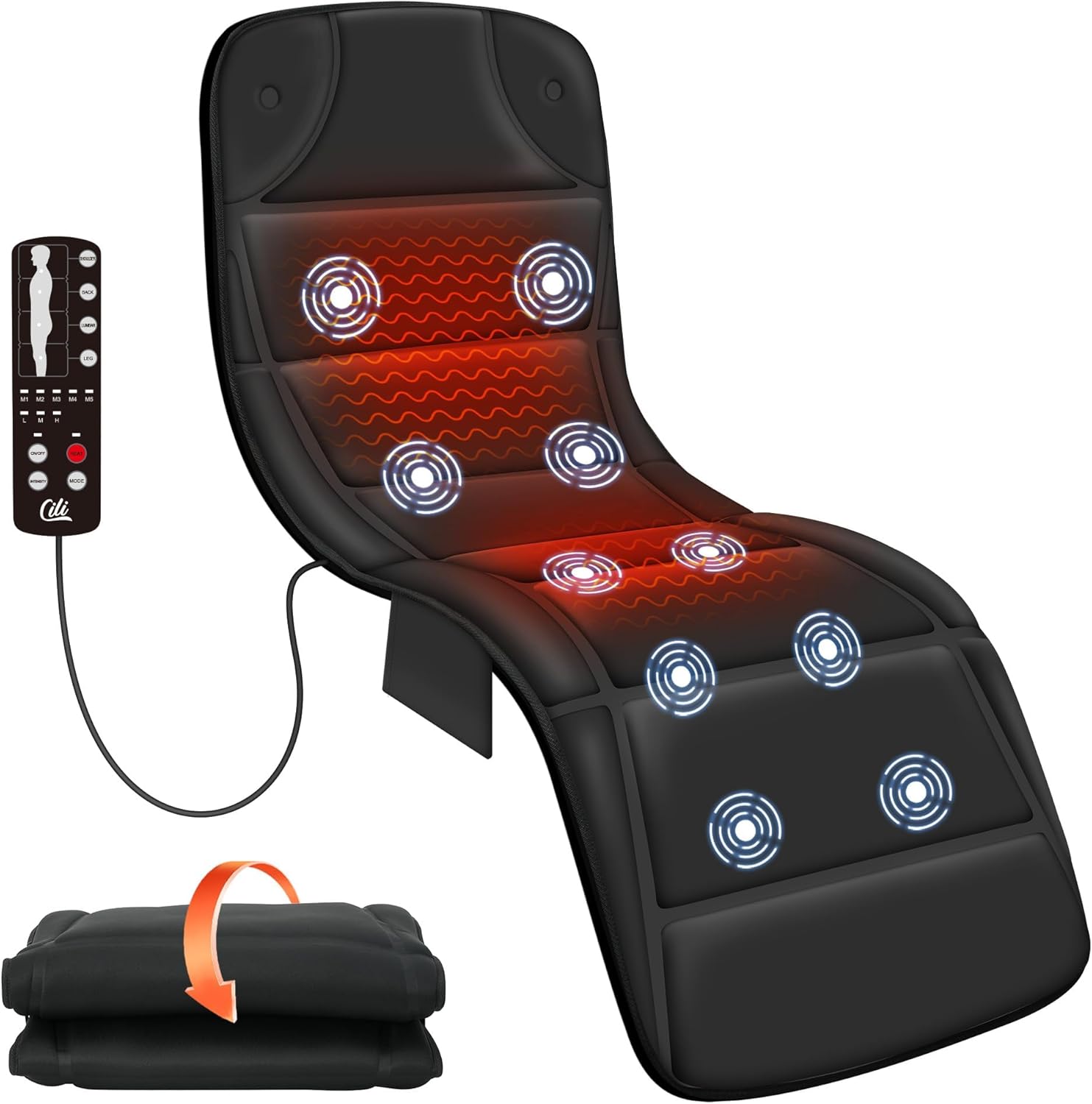 CILI Full Body Massage Mat with Heat, Vibration Back Massage Pad, Full Body Massager for Bed Chair Sofa, Massage Mattress Pad, Father‘s Day Gift for Dad