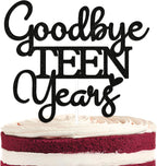 Goodbye Teen Years Cake Topper, Kissing My Teens Goodbye Cake Decorations, Happy 20th Birthday Decorations Party Decorations Black Glitter