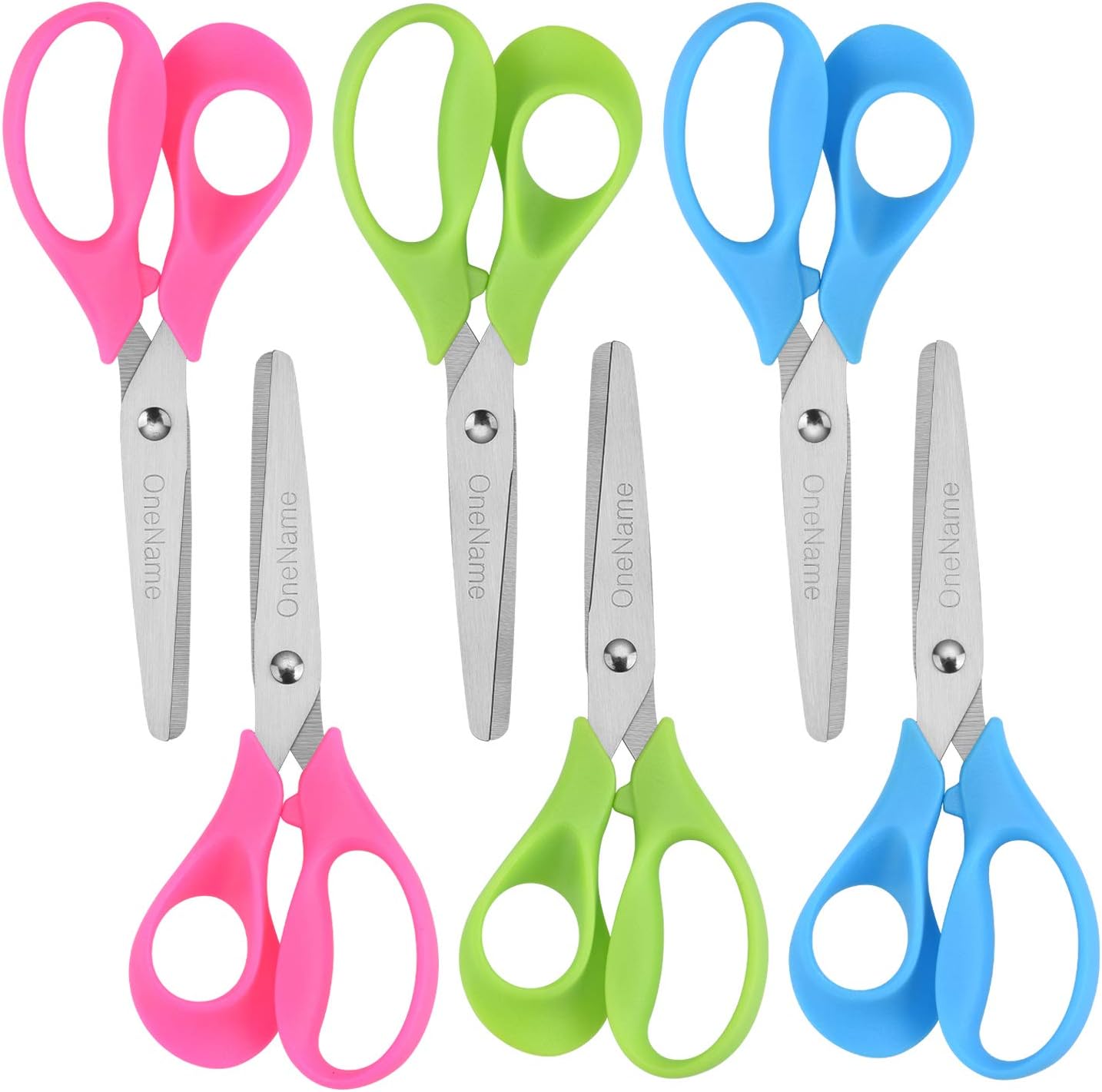 OneName Left-Handed Kids Scissors,5 Inch Left handed Scissors for Kids,Stainless Steel Blade Comfort-Grip Handles Safety Children Lefty Kid Scissor,Great for School,Classroom,Arts,Home 6 Pack