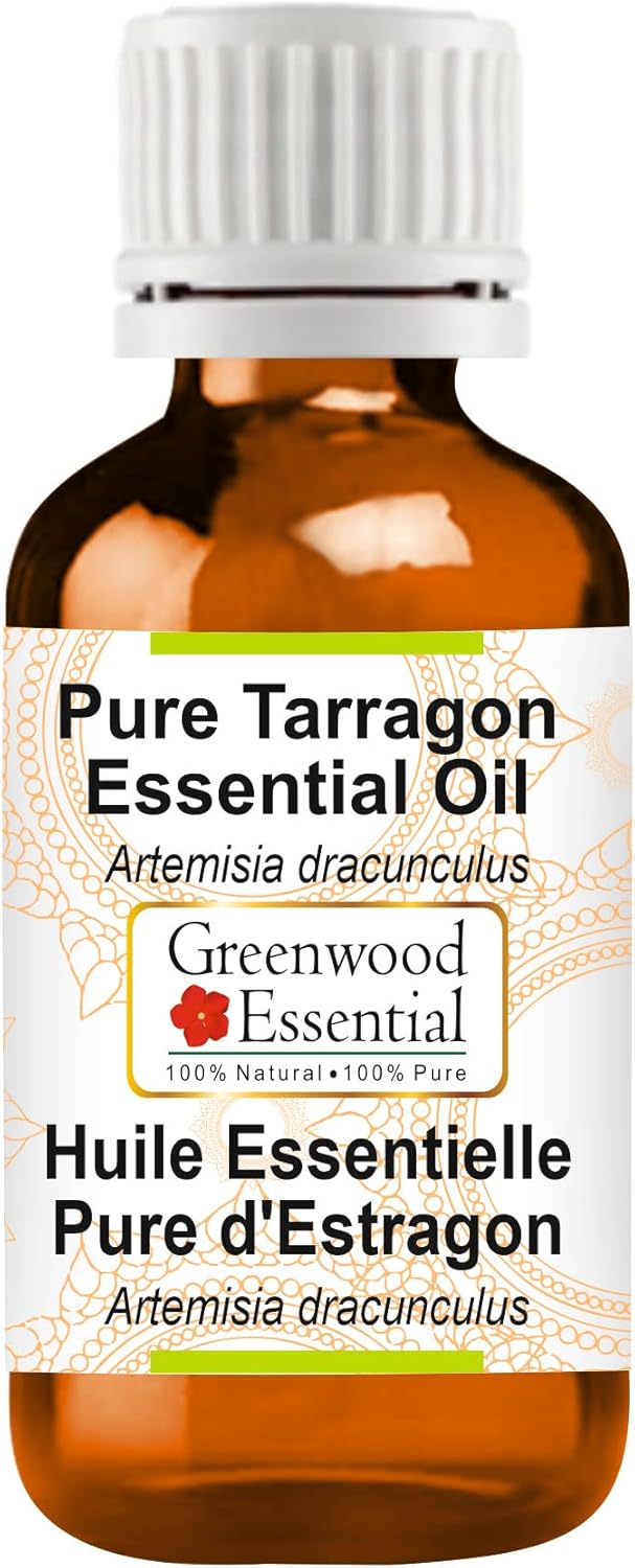 Greenwood Essential Tarragon Essential Oil (Artemisia Dracunculus) Pure | Non-Sticky | Non-Greasy | Lightweight | Men & Women | All Skin Types | Steam Distilled 10ml (0.33 oz)
