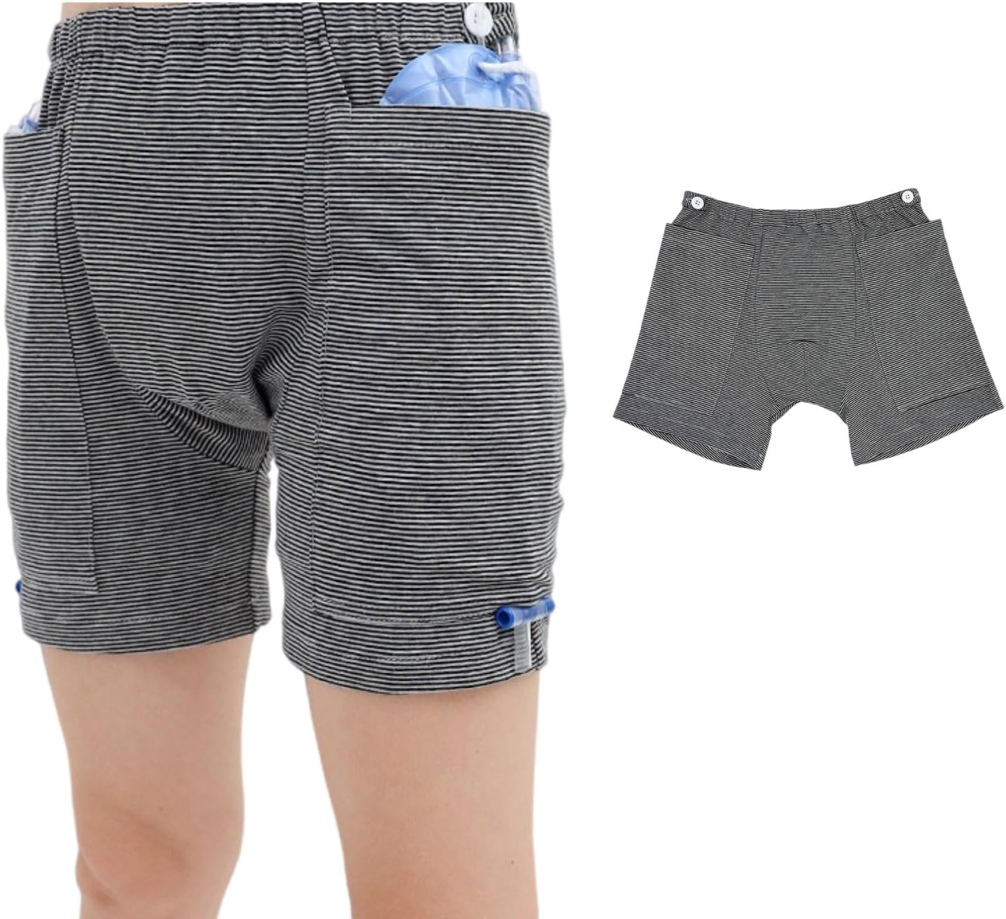 Incontinence Care Trousers, Catheter Underwear for Elderly with Double Pockets, Urinate Drainage Bag Pants for Catheter Nephrostomy Bag for Incontinence and Ostomy Patients (Men, 3XL)