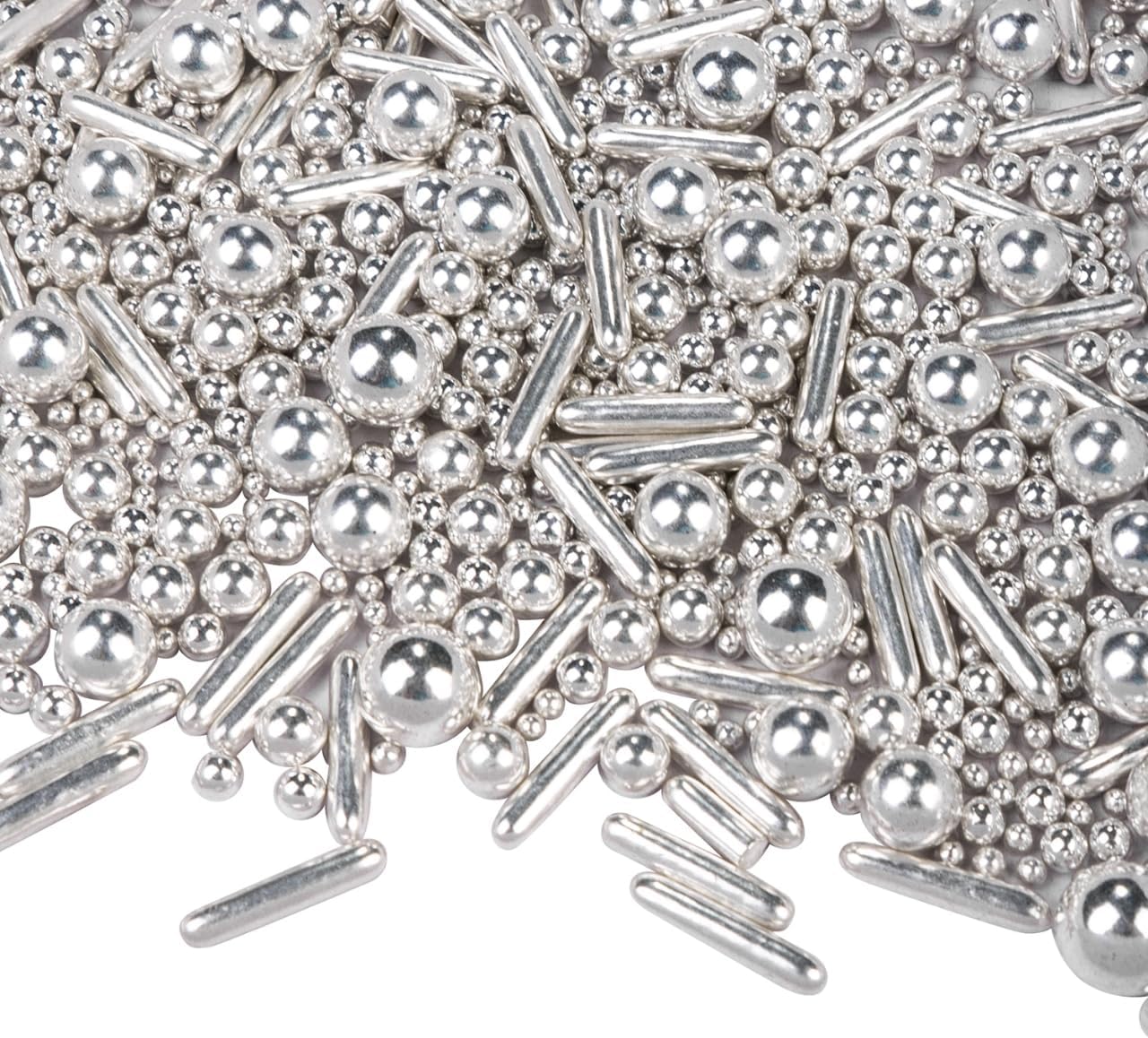 Dazzjoy Silver Pearl Rods Sprinkles, 130g/4.58oz, Mix Size, Pearl Sprinkles for Cupcake Decorating, Cupcake Toppers, Cake Decorations, Ice Cream, Wedding Party Valentines Easter Supplies