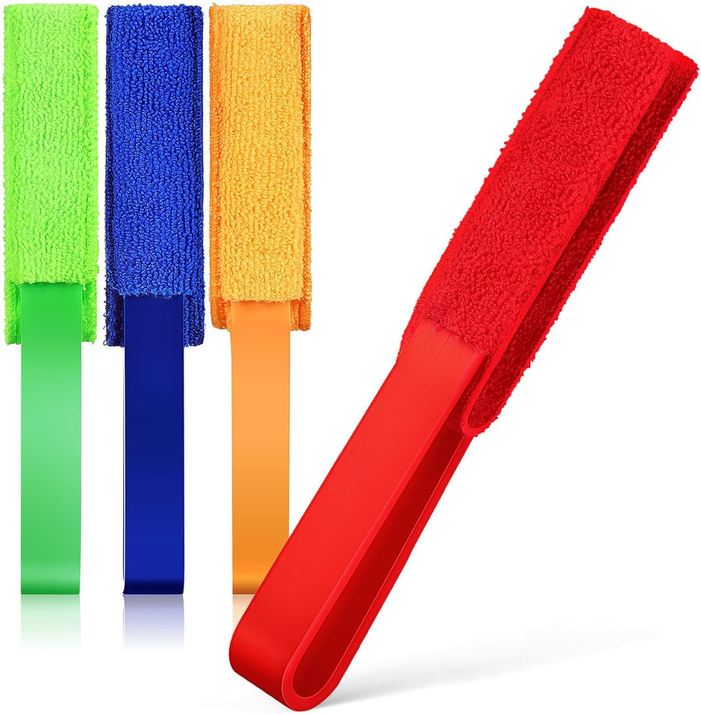 Lurrose 4 Pack Blinds Duster, Window Blind Cleaner Duster Brush with Microfiber Sleeves Blinds Cleaning Tools for Window Fans