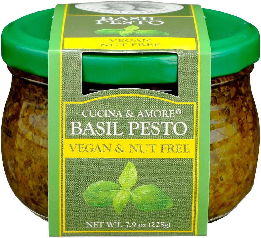 Cucina & Amore Kitchen of Love Basil Pesto – Vegan & Nut-Free, 7.9 oz Jar