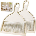 THINKLEARN 2PCS Mini Broom and Dustpan Set, Small Dustpan and Brush, Compact Hand Broom Dust Pan Set for Cleaning, Beige