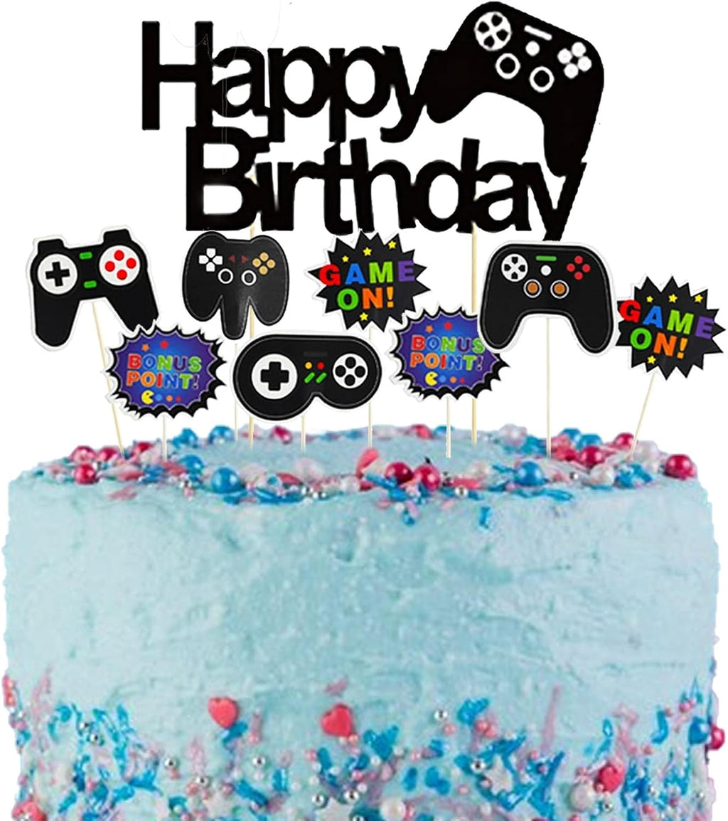 11 Pcs Video Game Cake Topper Video Game Theme Cake Decoration for Man Or Kids Birthday Party Supplies