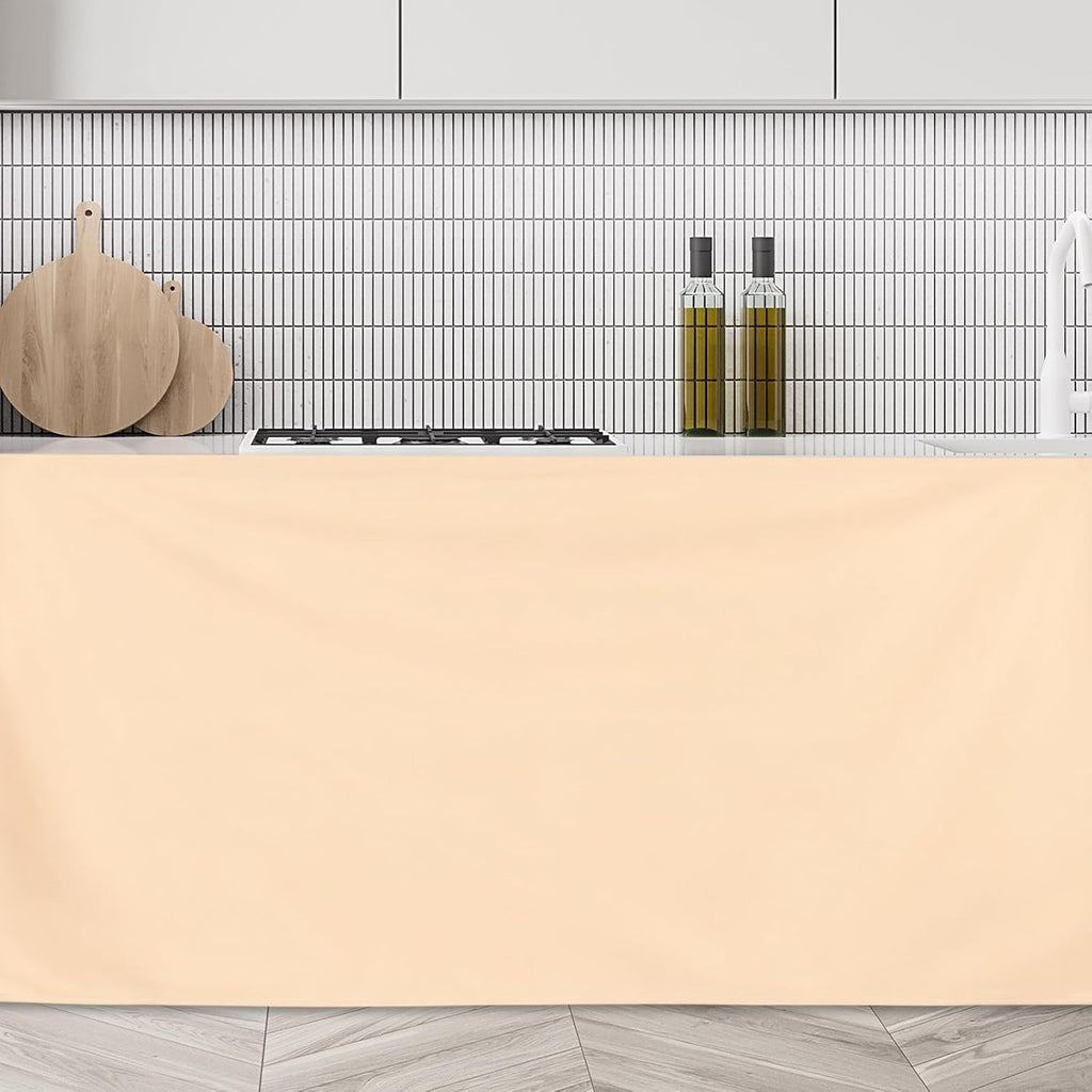 uxcell Cabinet Curtains, Dust Proof Privacy Drape Short Curtain, Hook & Loop Under The Desk Skirt for Kitchen Bathroom Closet Storage Room (35.4" W x 27.6" H, Beige)