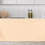 uxcell Cabinet Curtains, Dust Proof Privacy Drape Short Curtain, Hook & Loop Under The Desk Skirt for Kitchen Bathroom Closet Storage Room (35.4" W x 27.6" H, Beige)