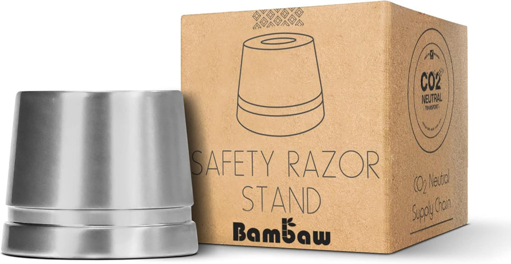 Bambaw Silver Safety Razor Stand | Razor Holder Stand | Straight Razor Stands does not fit all Safety Razors | Double Edge Safety Razor Stand | Shaver Holder Stand Razor Base | Single Razor Stand