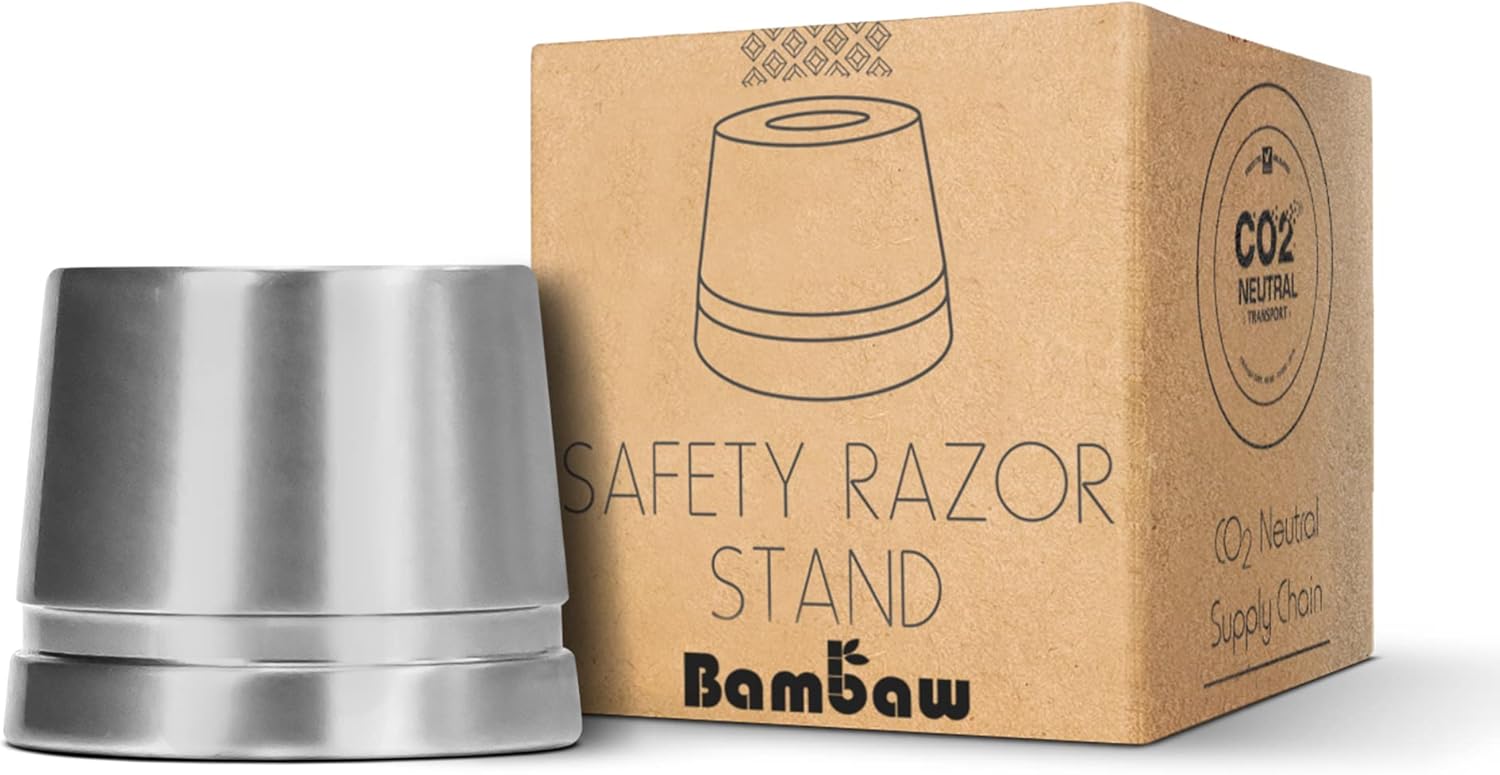 Bambaw Silver Safety Razor Stand | Razor Holder Stand | Straight Razor Stands does not fit all Safety Razors | Double Edge Safety Razor Stand | Shaver Holder Stand Razor Base | Single Razor Stand