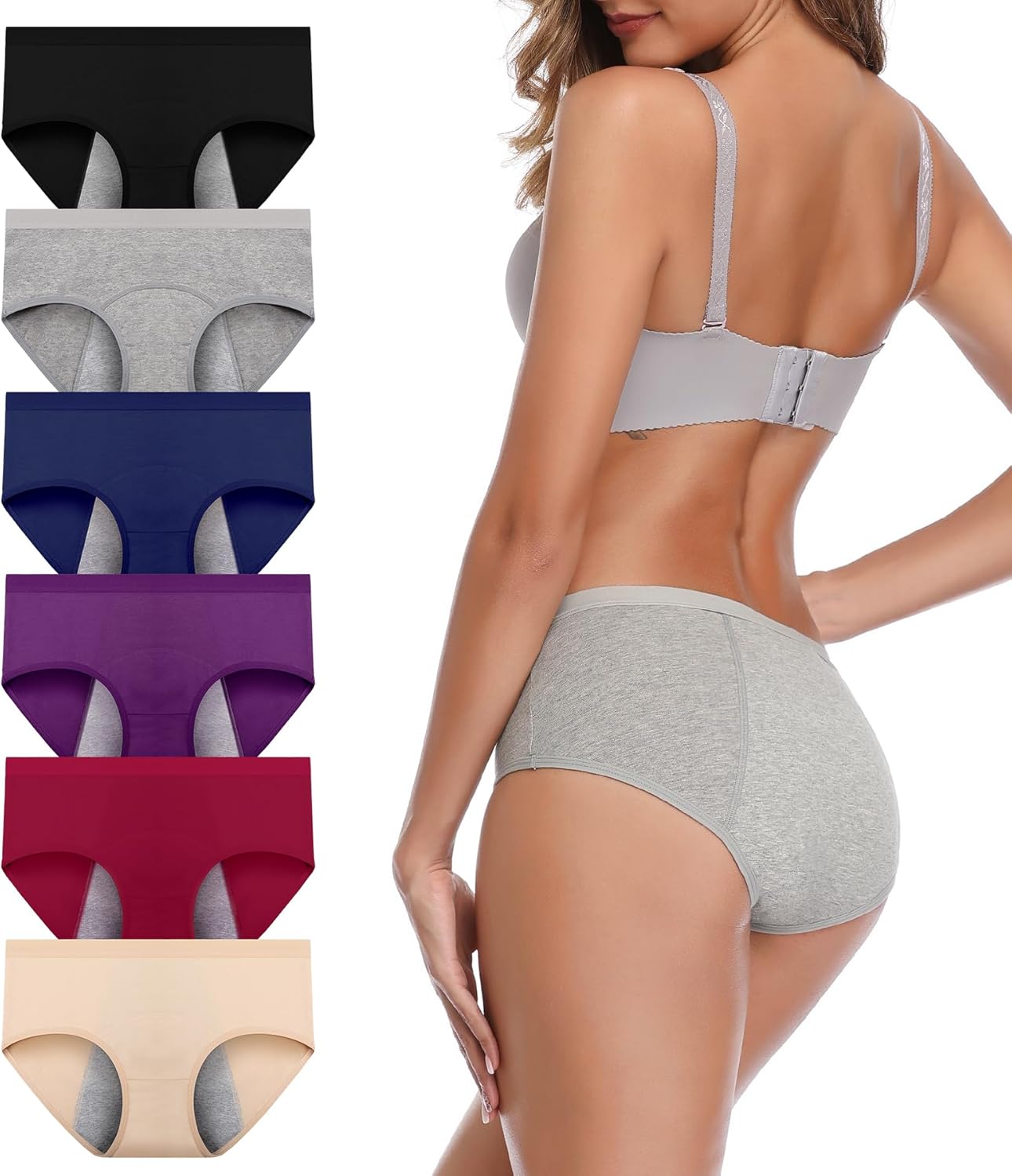 Period Underwear for Women Menstrual Panties Cotton Postpartum Easy Clean Teens Brief