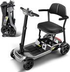 SCOOTNGO Mobility Scooters for Seniors & Adults, 4 Wheel Foldable Lightweight Airline Approved, Dual Removable Batteries, Portable for Travel, No Assembly Needed (Silver Grey, Classic)