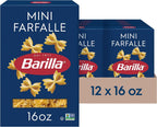 Barilla Mini Farfalle Pasta, 16 oz. Box (Pack of 12) - Non-GMO, Made with Durum Wheat Semolina - Kosher Certified