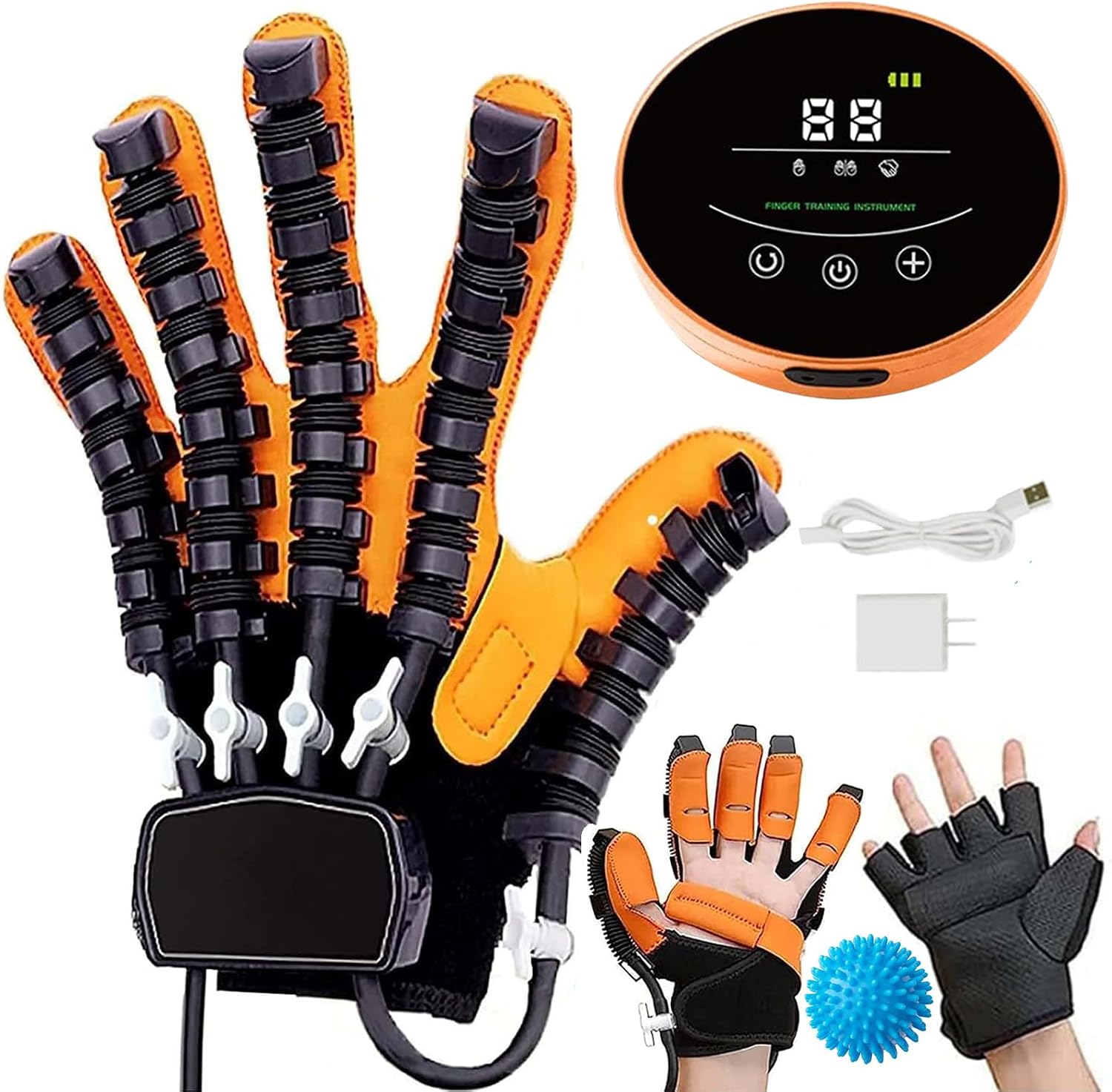 GAOXIAO Rehab Hand Exerciser Aids Robotic Glove, Finger Function Rehabilitation Trainer Robot Rehab Gloves for Spasticity from Stroke Hemiplegia Training Recovery Equipment Rehab Set B Right XL