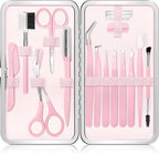 Eyebrow Kit, 17 in 1 Tweezers for Women Facial Hair, Hair Scissors with Comb, Eyebrow Trimmer, Brow Brushes, Hair Tools Travel Bag, Professional Grooming Tweezer Set