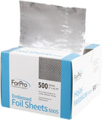 ForPro Professional Collection Embossed Foil Sheets 500S, Aluminum Foil, Pop-Up Dispenser, for Hair Color Application and Highlighting Services, Food Safe, 5” W x 10.75” L, 500 Count