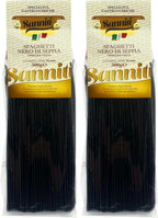 Sanniti Nero di Seppia Spaghetti, 500g | Premium Italian Squid Ink Pasta | Rich Gourmet Flavor | Crafted in Italy (Pack of 2)