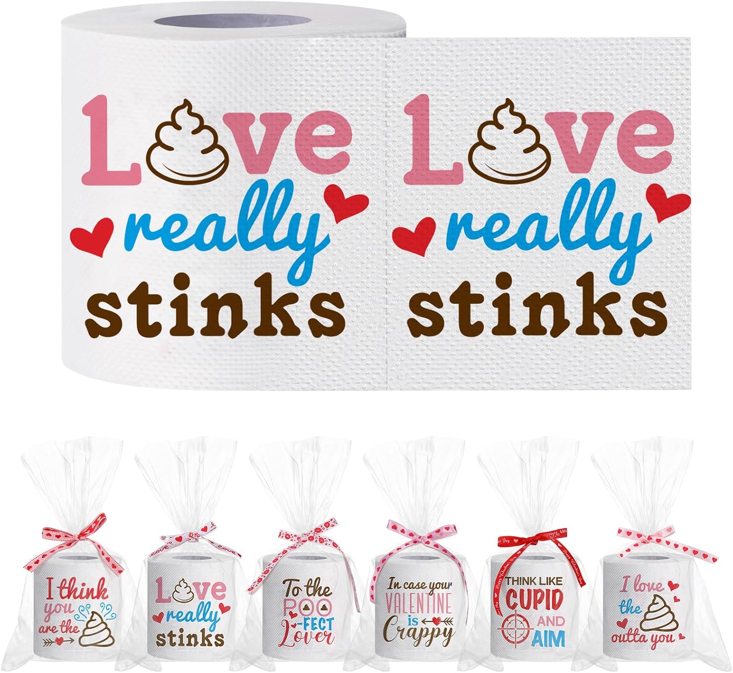 Tenceur 6 Rolls Valentine's Day Toilet Paper Funny Valentine Gag Novelty Gifts Toilet Paper for Adults Men Women Wedding Anniversary Party Supplies Christmas Stocking Stuffers
