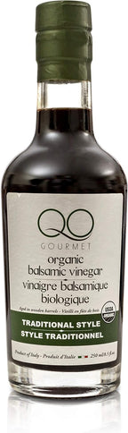 QO Organic Thick Aged Balsamic Vinegar of Modena | 4% Acidity | Gourmet Traditional Style | Dense Premium Italian Vinegar | Aceto Balsamico di Modena | Crafted and Bottled in Modena, Italy | 8.5 fl.oz