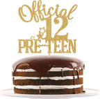 Gold Glitter Official 12 Pre-teen Cake Topper, Happy 12th Birthday/Bruh I'm12, Cheers to 12 Years 12th Birthday Party Decorations Supplies