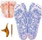 Reflexology Socks Set with Trigger Point Massage Tool | Foot Pain Relief and Serenity Steps Remedy | Acupressure Five Toe Separate Socks for Women and Men