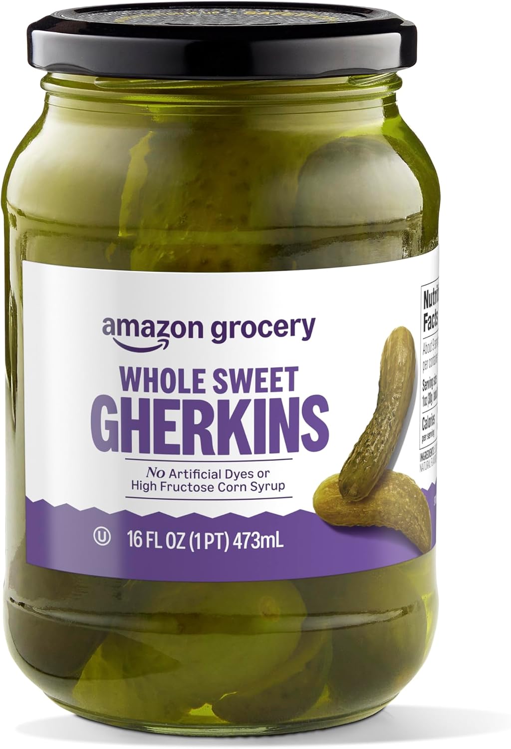 Amazon Fresh, Whole Sweet Gherkins, 16 Fl Oz