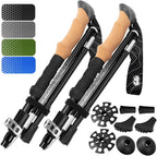 Premium Foldable Hiking Poles by USA Brand - Adjustable, Lightweight Trekking Poles Made of Aircraft Aluminum, Metal Flip Locks & Comfortable Real Cork and EVA Foam Grips