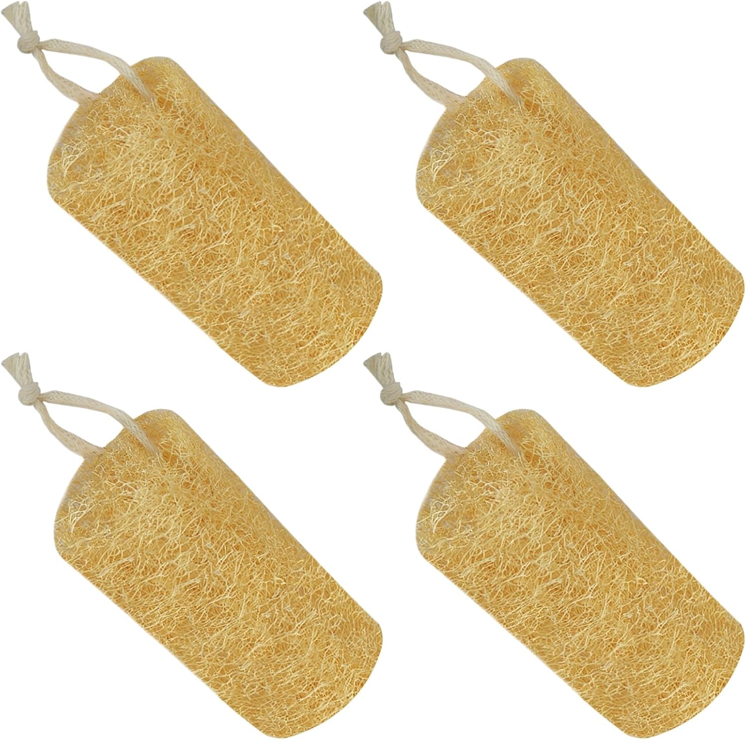 Natural Loofah Sponge (4 Packs), 6“ Natural Loofah Exfoliating Body Scrubber Egyptian Loofa Eco 100% All Natural luffa Cleaning for Men Women Deep Clean Skin