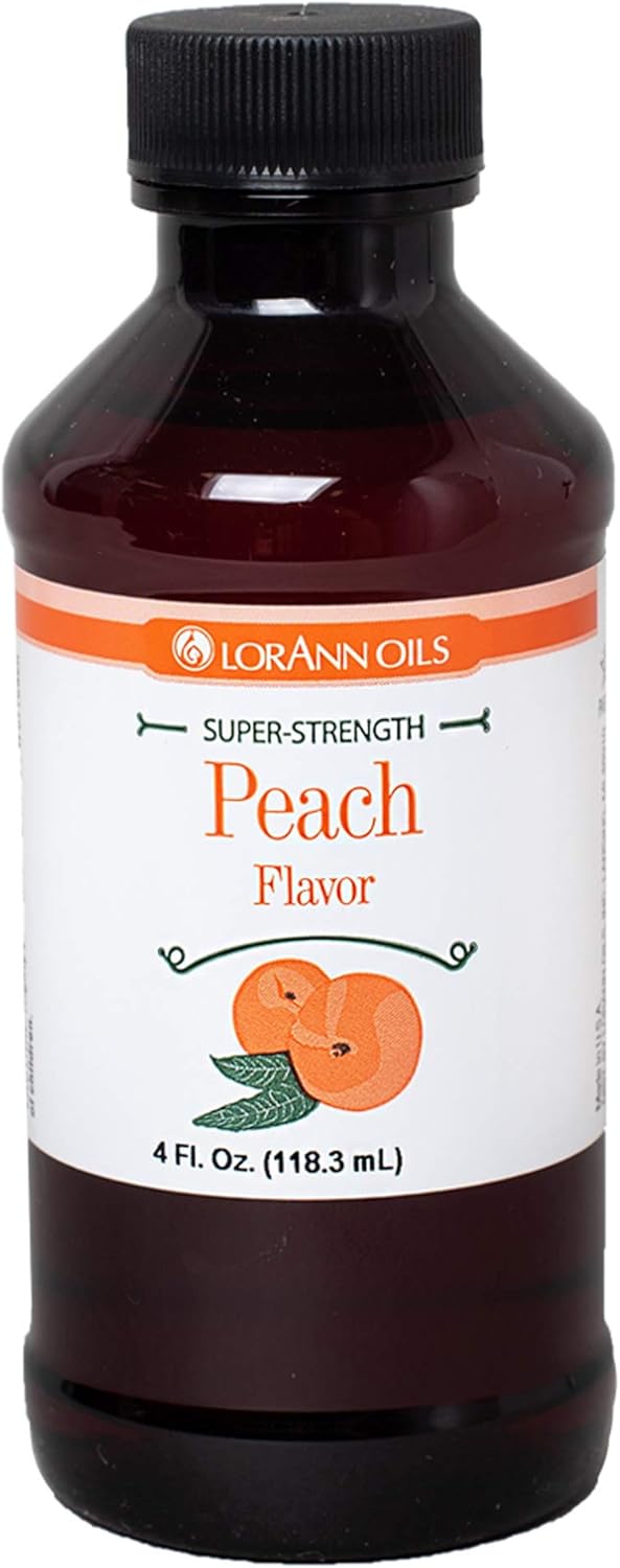 LorAnn Oils Super Strength Flavoring - Used For Candy Making, Flavoring Extracts, Baking, Hard Candy, and Flavor Oils - Bold, Natural Flavors 4X Stronger Than Extracts - Peach, 4 fl oz