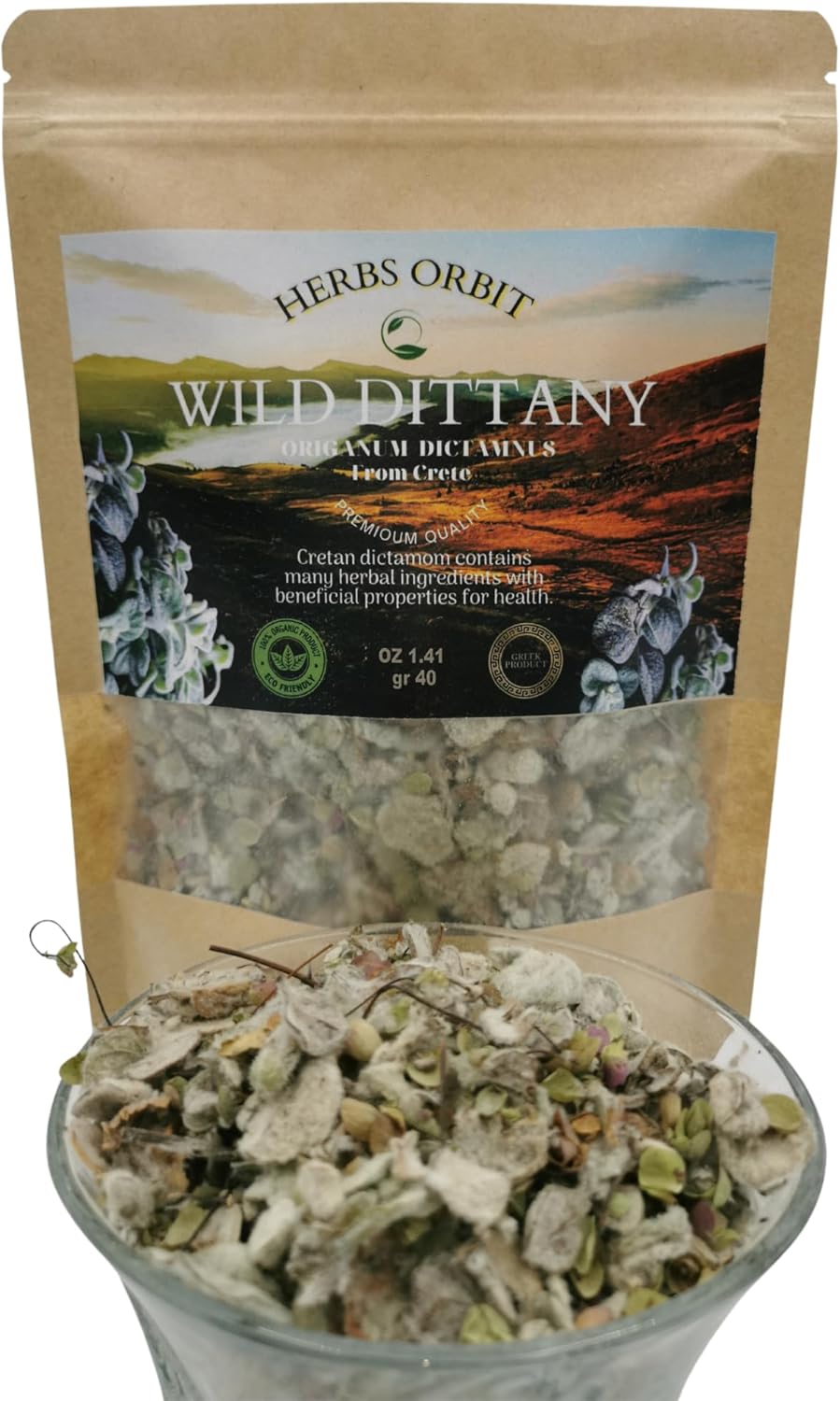 Organic Dittany of Crete-Herb Loose Leaf Dittany Greek -Tea natural Organic and Caffeine Free 1.41 oz - 40 gr