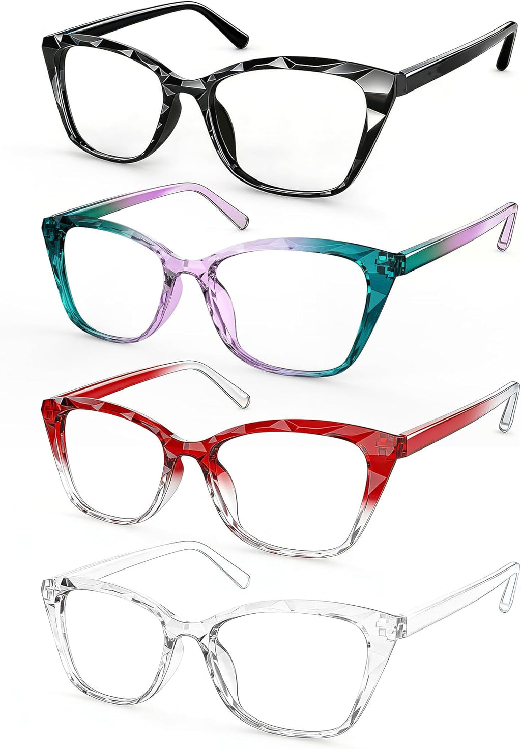 MODFANS +2.5 Reading Glasses for Women,4 Pack Stylish Readers with Comfortable Spring Hinge, Blue Light Blocking Reading Glasses Anti UV/Eyestrain Eyeglasses
