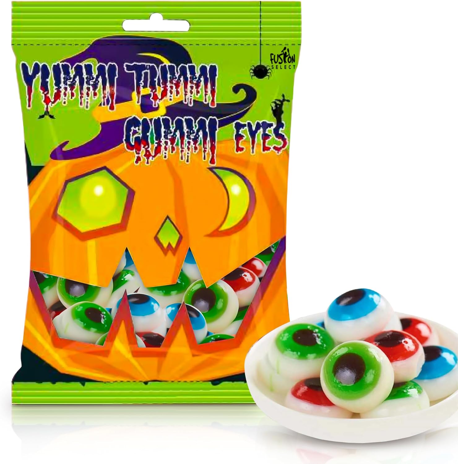 Fusion Select 1 Pack Halloween Eyeball Gummy Candy Mix Creepy Party Bag Favors For Trick Or Treat - Scary Novelty Chewy Bites