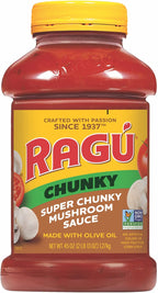 Ragu Chunky Super Chunky Mushroom Pasta Sauce with Hearty Mushrooms, Diced Tomatoes, and Italian Herbs and Spices, 45 OZ