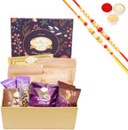 Ghasitaram Gifts Jaiccha Rakhi Gifts for Brothers - Ghasitaram Hamper Box with Sweets With Soan papdi with 2 Rakhis