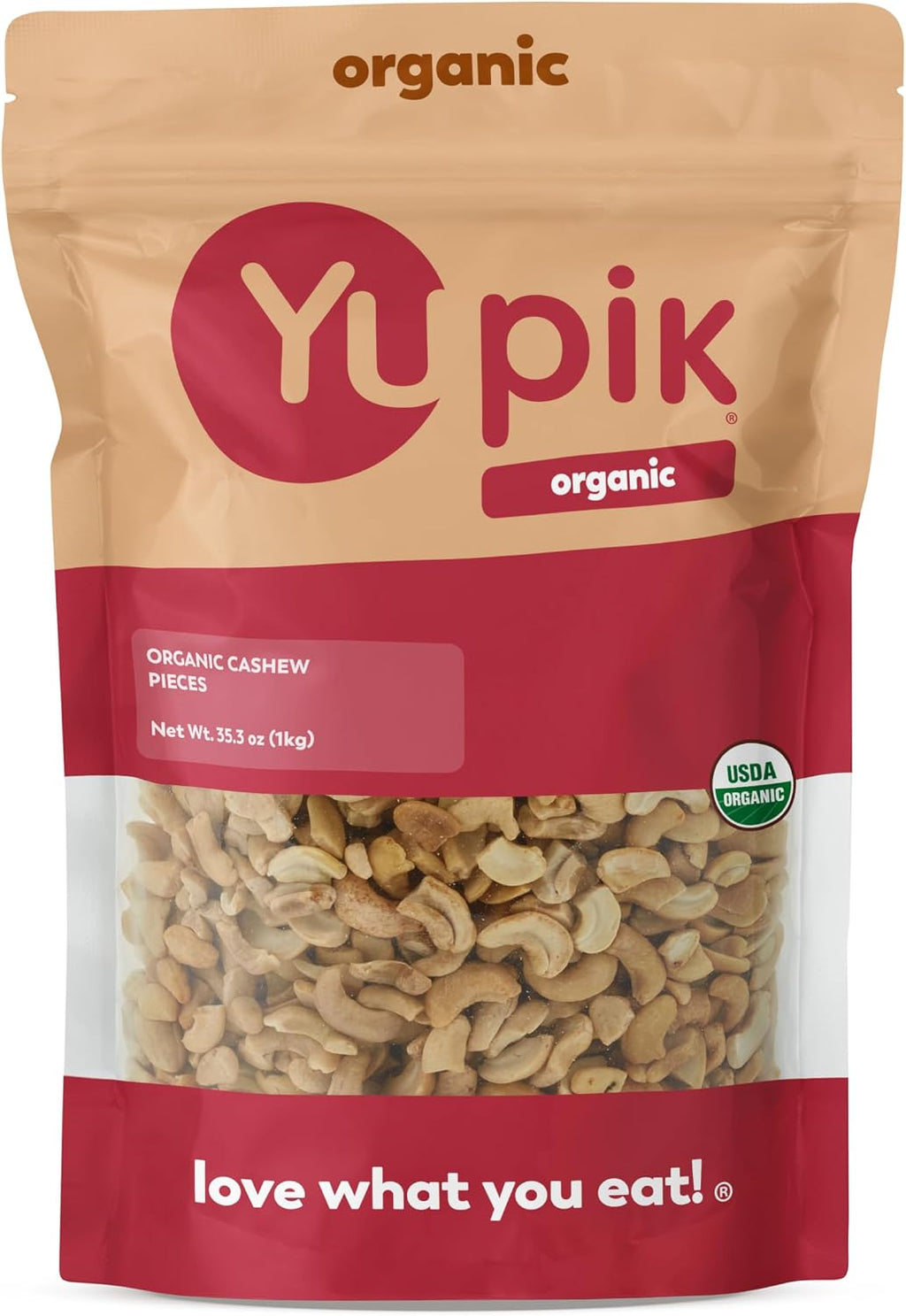 Yupik Organic Raw Cashew Pieces, 2.2 lb (35.2 oz), Gluten-Free, Kosher, Non-GMO, Vegan, Chopped Nuts, Unsalted, Unroasted, Oil-Free, Crunchy Cashews, Ideal for Baking & Cooking