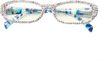 ICARA Bling Rhinestone Reading Glasses Fashion Ladies Readers Spring Hinge with Pattern Print Eyeglasses for Women