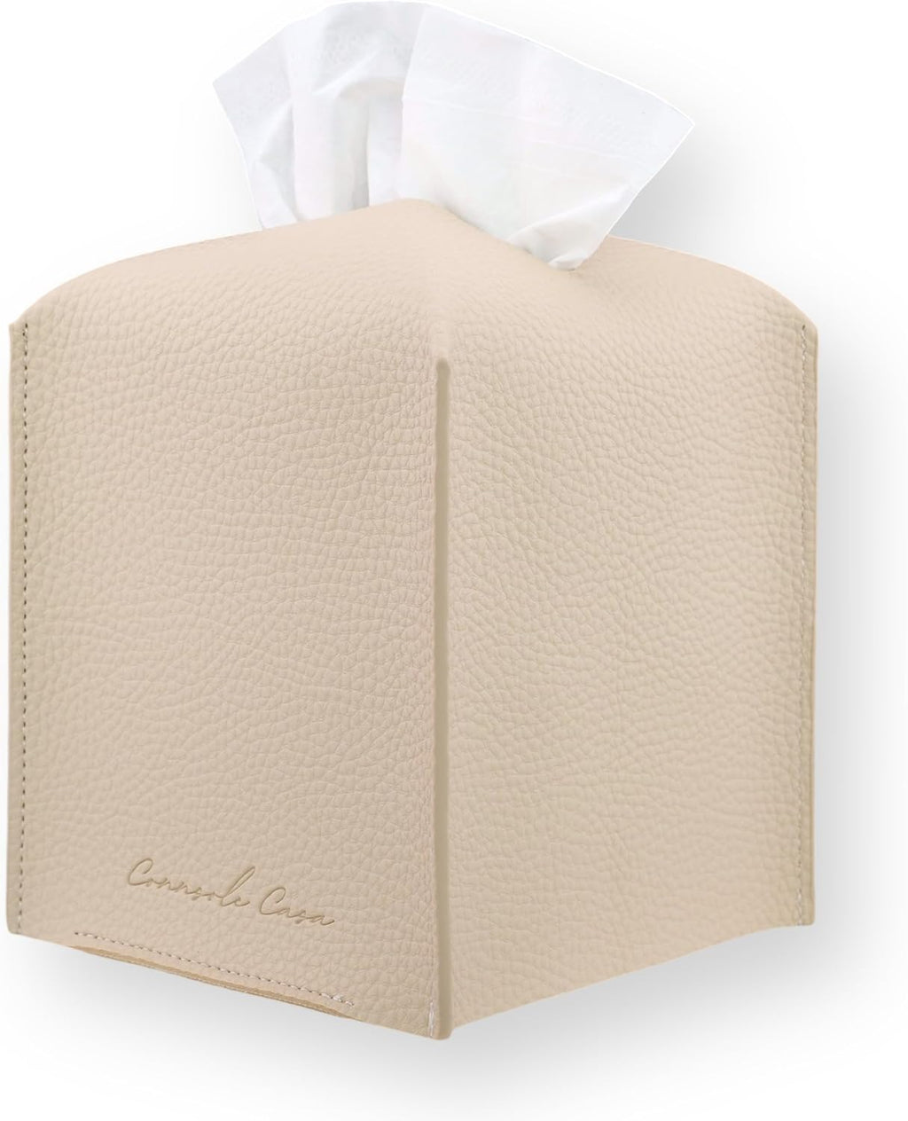 Premium PU Leather Tissue Box Holder - Elegant Hotel-Style Tissue Box Cover for Home, Office & Car Décor, Tissues Cube Organizer for a Natural & Classic Look (Beige)