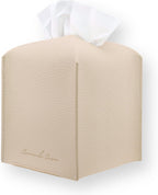 Premium PU Leather Tissue Box Holder - Elegant Hotel-Style Tissue Box Cover for Home, Office & Car Décor, Tissues Cube Organizer for a Natural & Classic Look (Beige)
