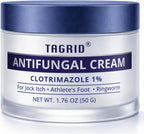 TAGRID NDC-Approved 1% Clotrimazole Antifungal Cream: Powerful, Non-Prescription Relief for Ringworm, Athlete's Foot, and Jock Itch - 50g