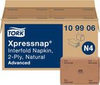 Tork Xpressnap Natural Dispenser Napkin N4, 2-ply, 1/2 Fold, One-at-a-Time Dispensing, 12 x 500, 8.5" x 6.5", 109906