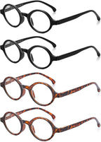 JM Set of 4 Retro Round Reading Glasses Spring Hinge Readers Men Women Glasses for Reading 4 Pack Mix